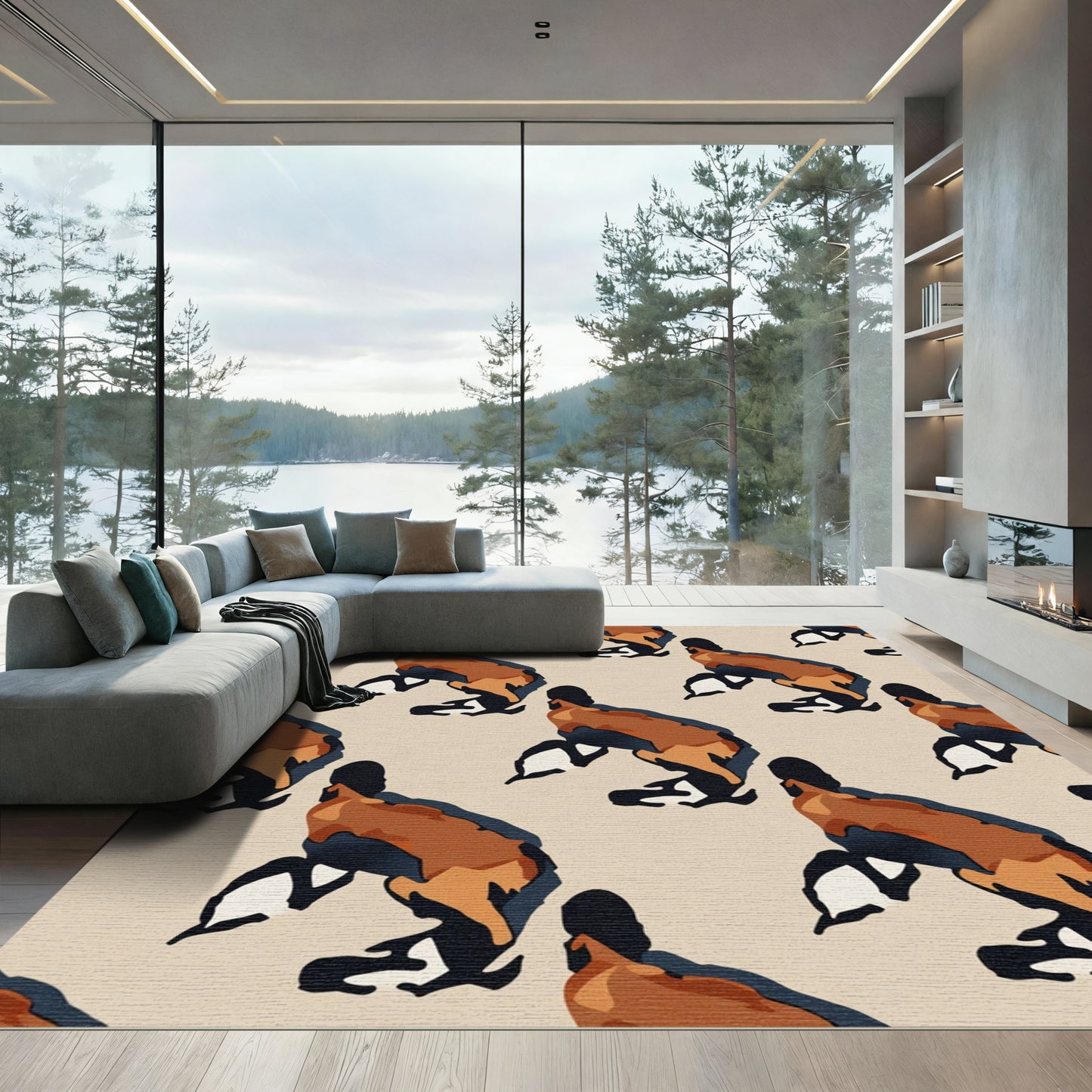 Terra Cotta Abstract Animal Row Rug
