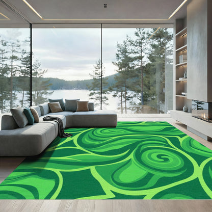 Emerald Swirl Flow Abstract Rug