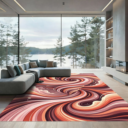 Crimson Pink Swirl Flow Rug
