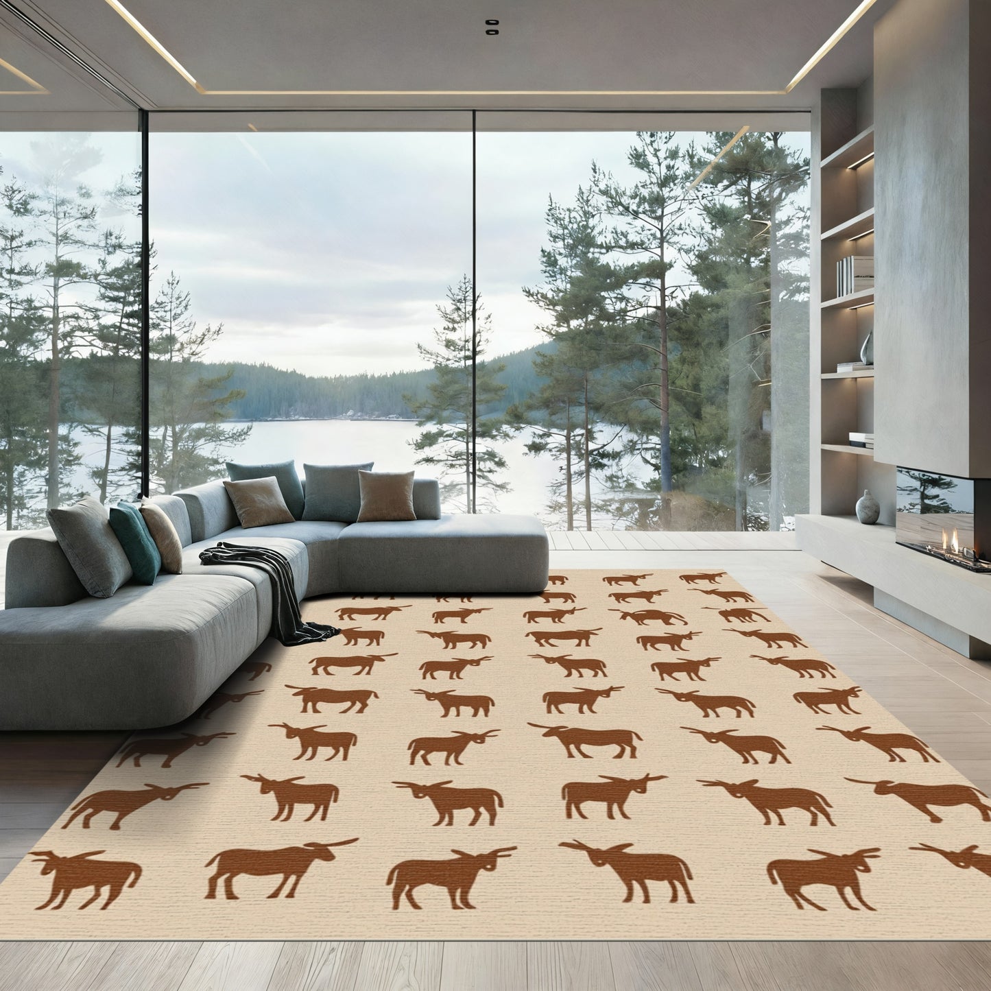 Brown Donkey Repeating Silhouette Rug