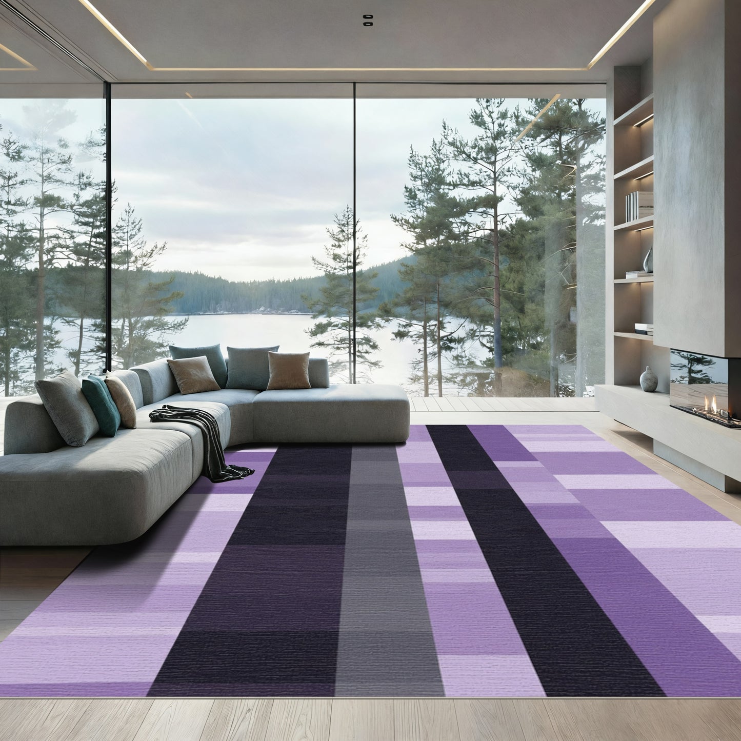 Amethyst Geometric Tonal Stripes Rug
