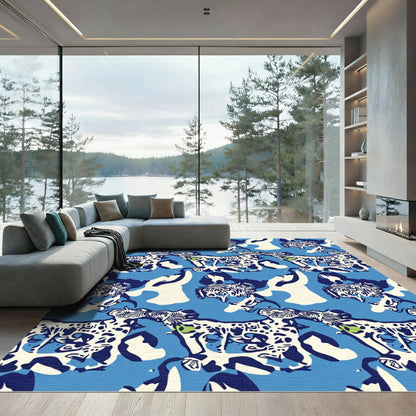 Bold Blue Dalmatian Abstract Animal Rug