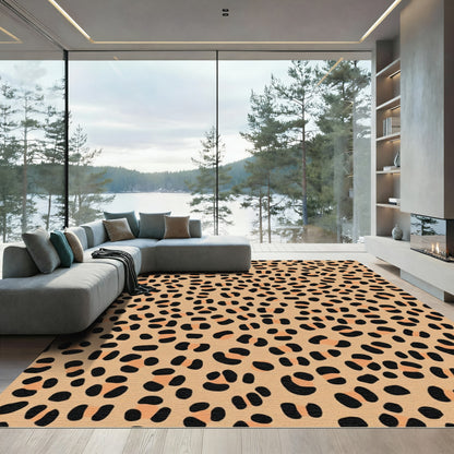 Classic Cheetah Spots Tawny Black Rug