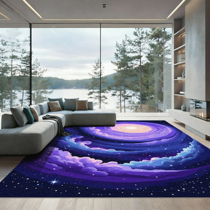 Vibrant Purple Nebula Swirl Rug