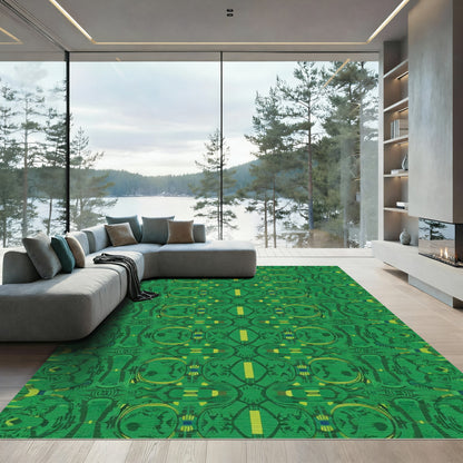 Lush Emerald Ogee Abstraction Rug