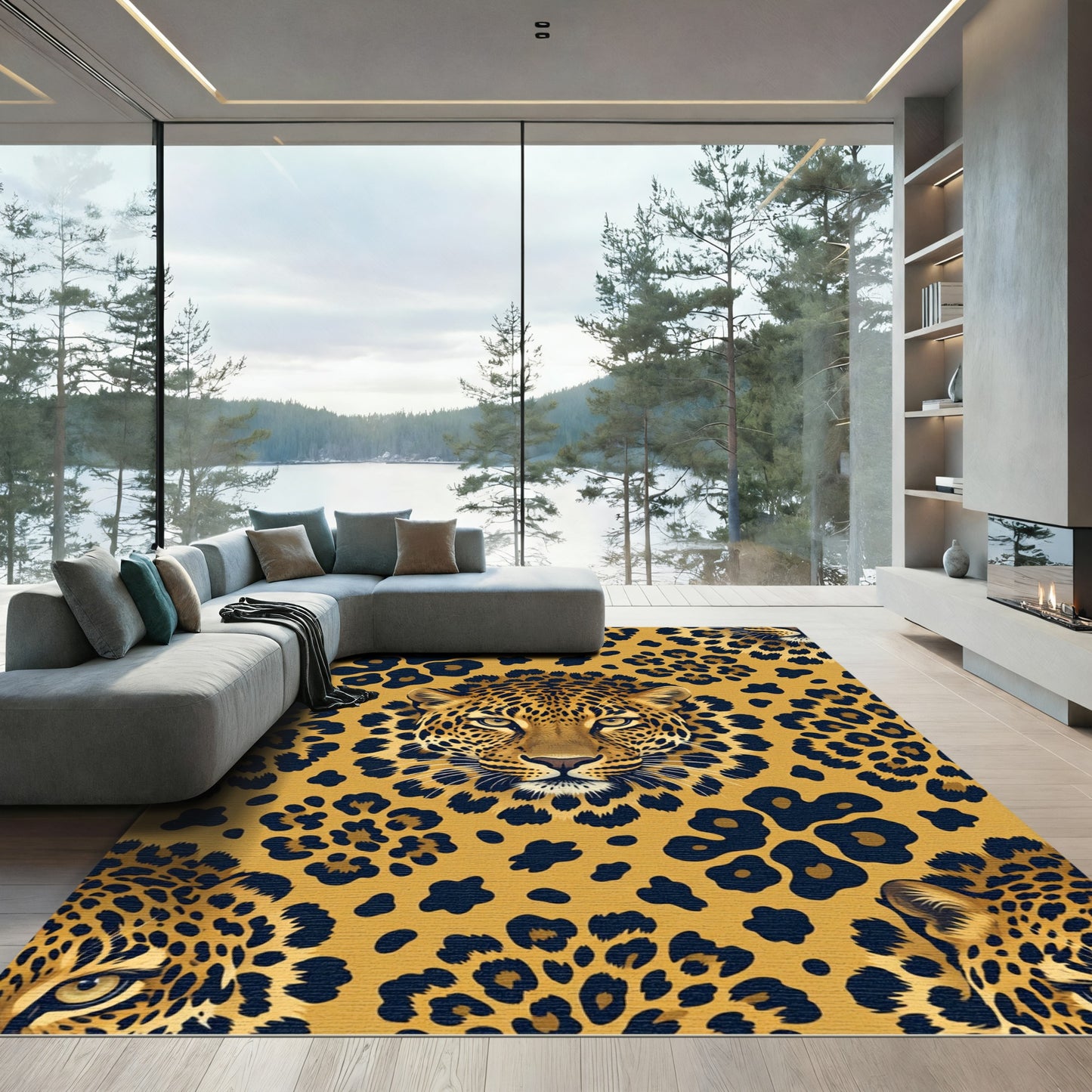 Golden Leopard Spot Portrait Rug