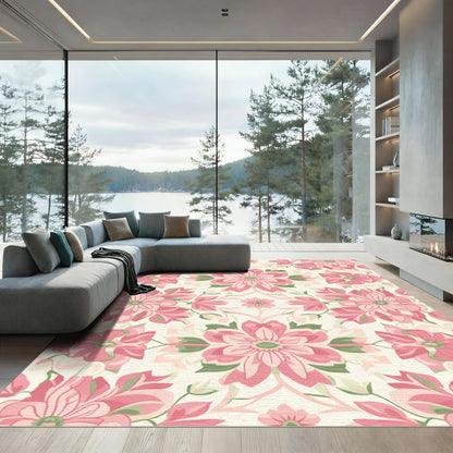 Pale Pink Floral Archway Medallion Rug