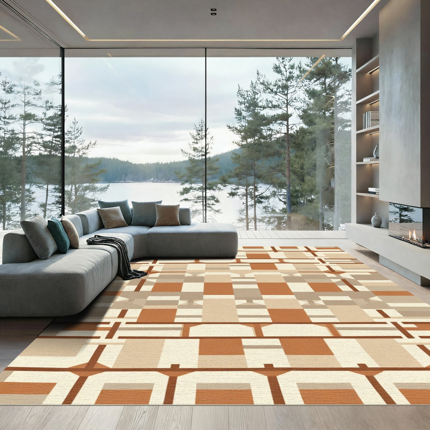 Earthy Tones Geometric Accordion Rug