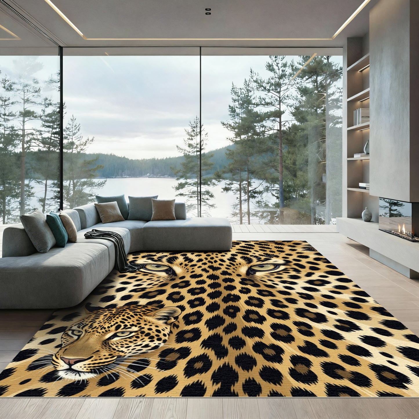 Intense Golden Leopard Eye Portrait Rug