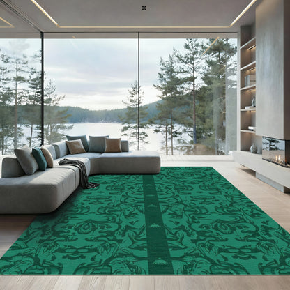 Emerald Lush Scrollwork Baroque Rug
