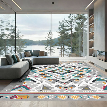 Geometric Tribal Diamond Medallion Rug