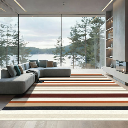 Rustic Earth Tones Wide Stripe Rug