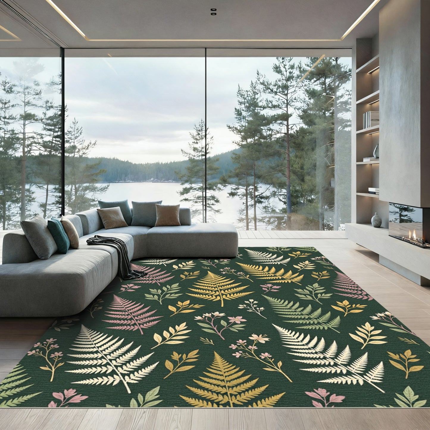Forest Fern And Blossom Garden Rug