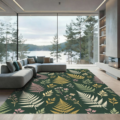 Forest Fern And Blossom Garden Rug