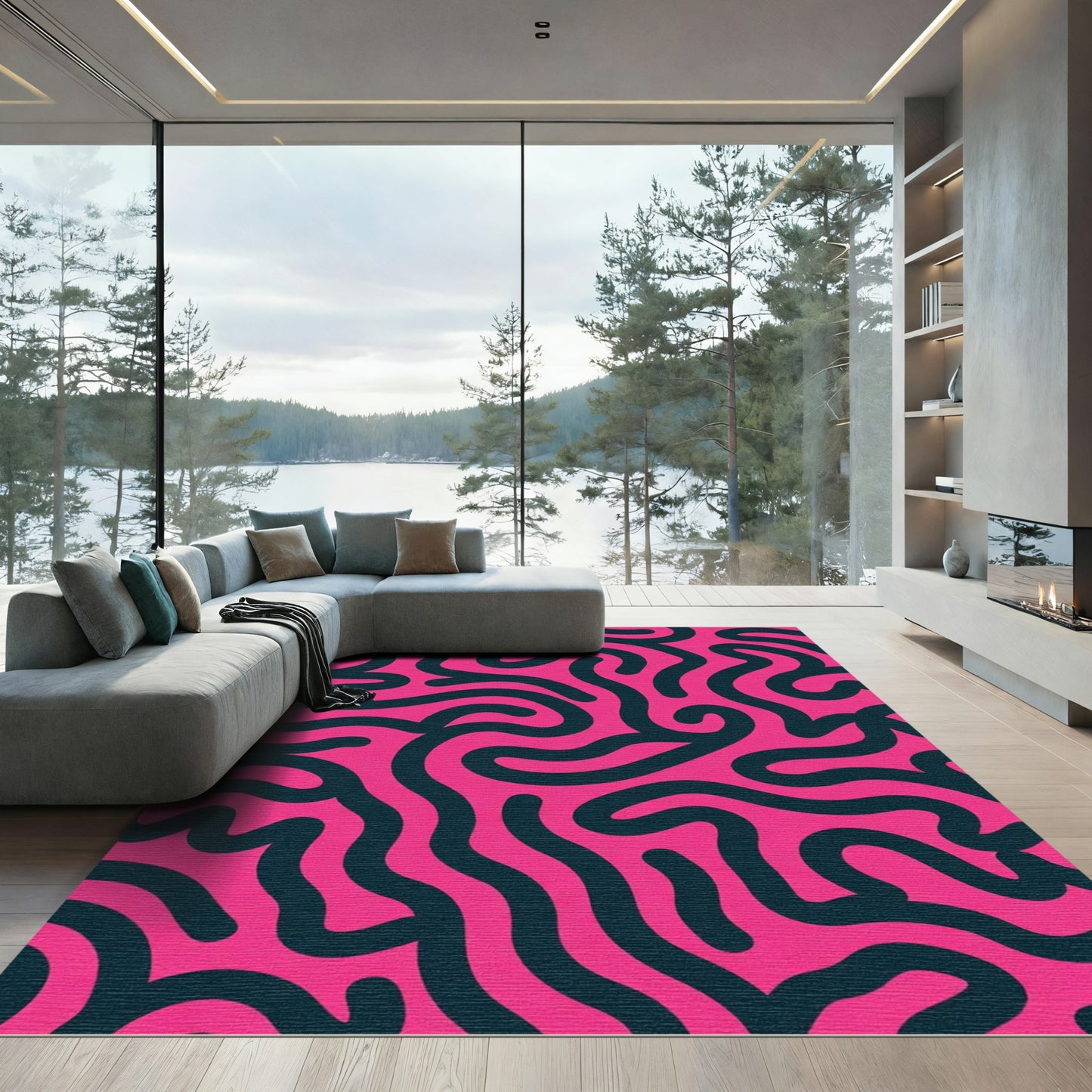 Bold Pink Organic Flow Rug