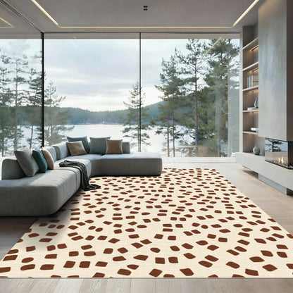 Cream Brown Scattered Squares Rug