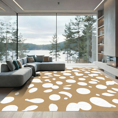 Modern White Dot Scattered Composition Rug
