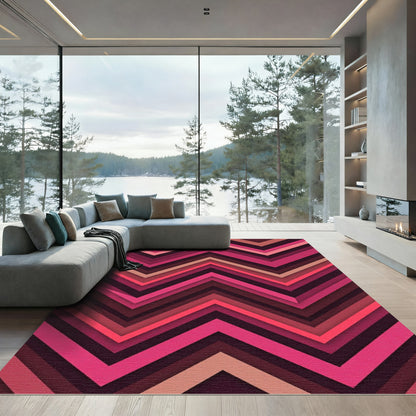 Vibrant Pink Chevron Pointed Zigzag Rug