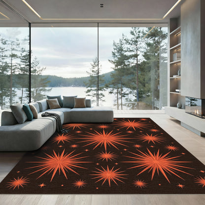 Retro Orange Starburst Cluster Rug