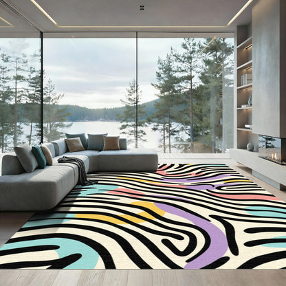 Abstract Pastel Zebra Stripes Rug