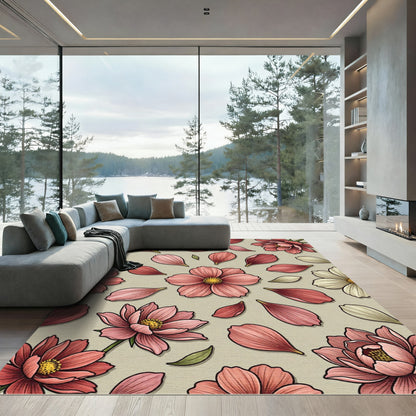 Pink Floral Arrangement Petal Scatter Rug