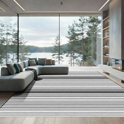 Minimalist Black White Stripe Rug