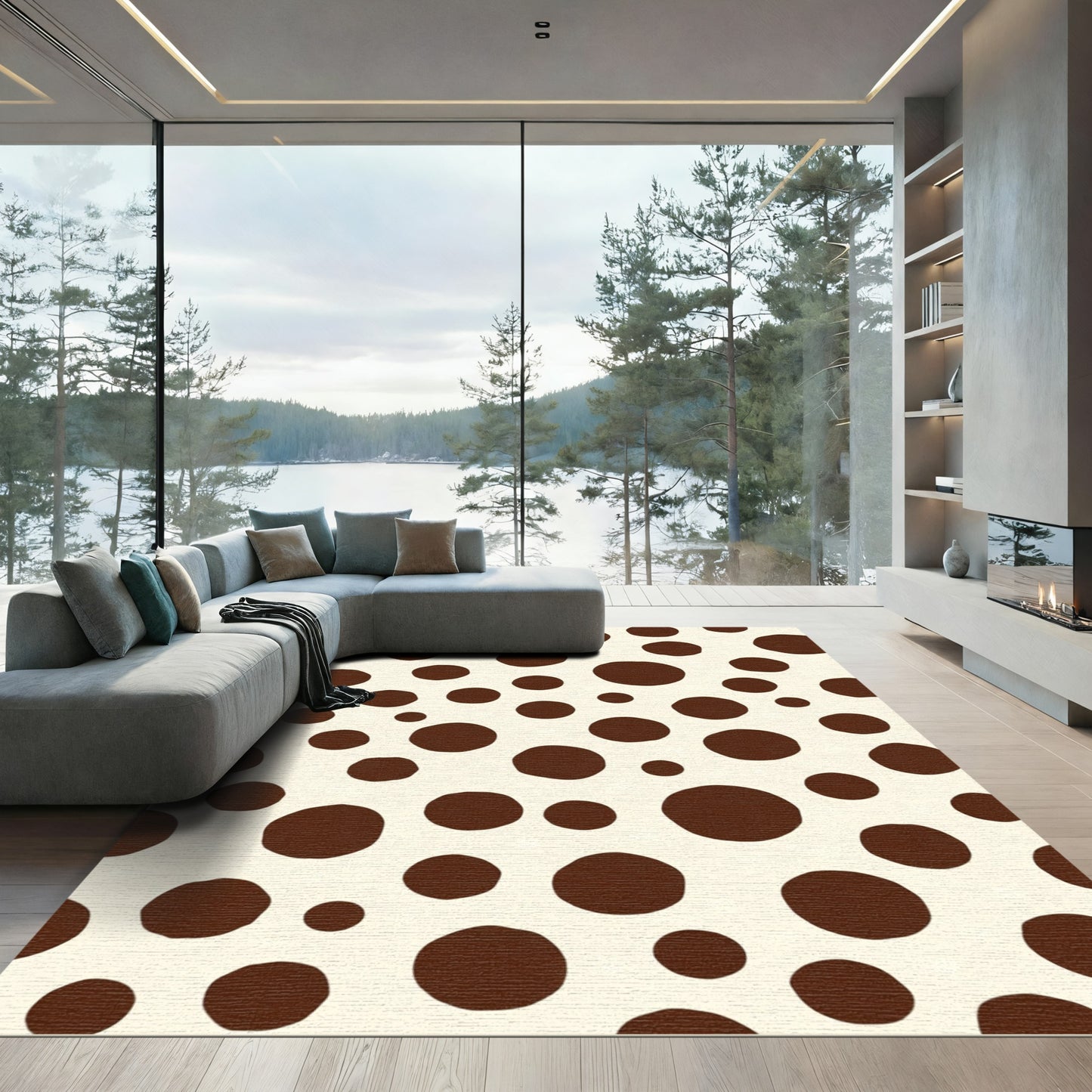 Brown Cream Polka Scatter Rug