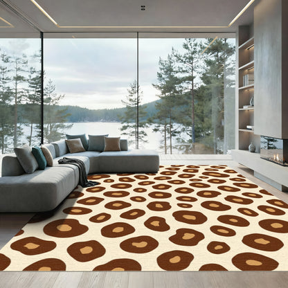 Brown Tan Spotted Animal Print Rug