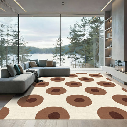 Brown Cream Polka Dot Dot Rug