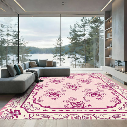 Pink Floral Medallion Charm Rug