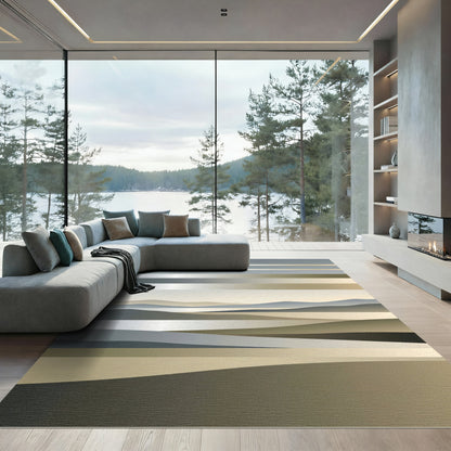 Modern Metallic Horizon Gradient Landscape Rug