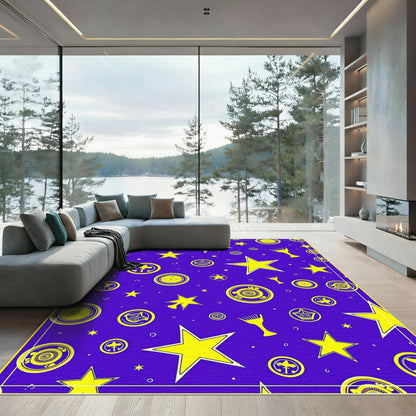 Yellow Star Cosmic Celestial Pattern Rug