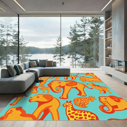 Children's Safari Animal Parade Rug