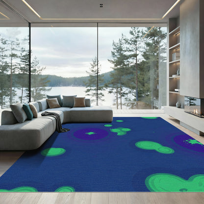 Deep Blue Green Organic Circles Rug