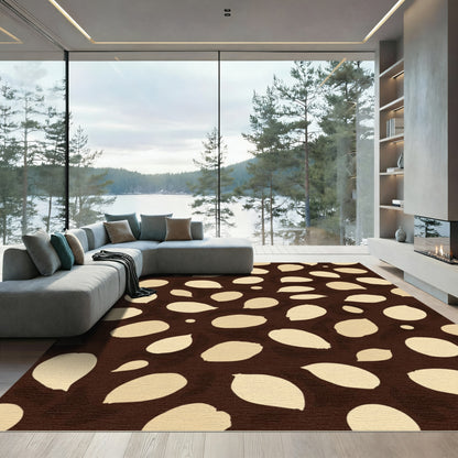 Cream Petal Brown Spot Scatter Rug