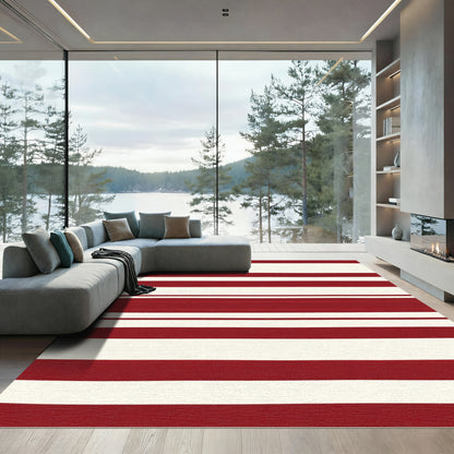 Crimson Ivory Wide Stripe Rug