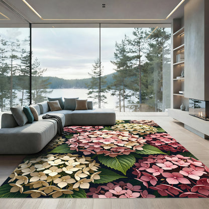 Soft Pink and Cream Hydrangea Bouquet Rug