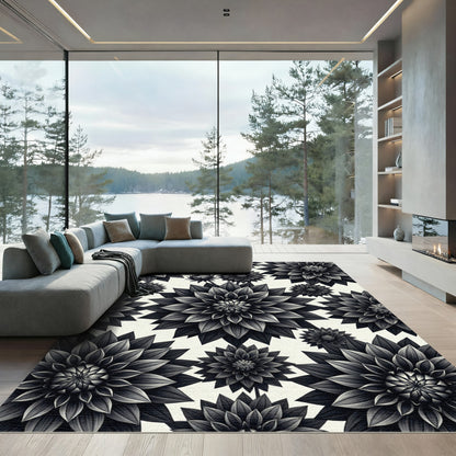 Monochromatic Dahlia Garden Arrangement Rug