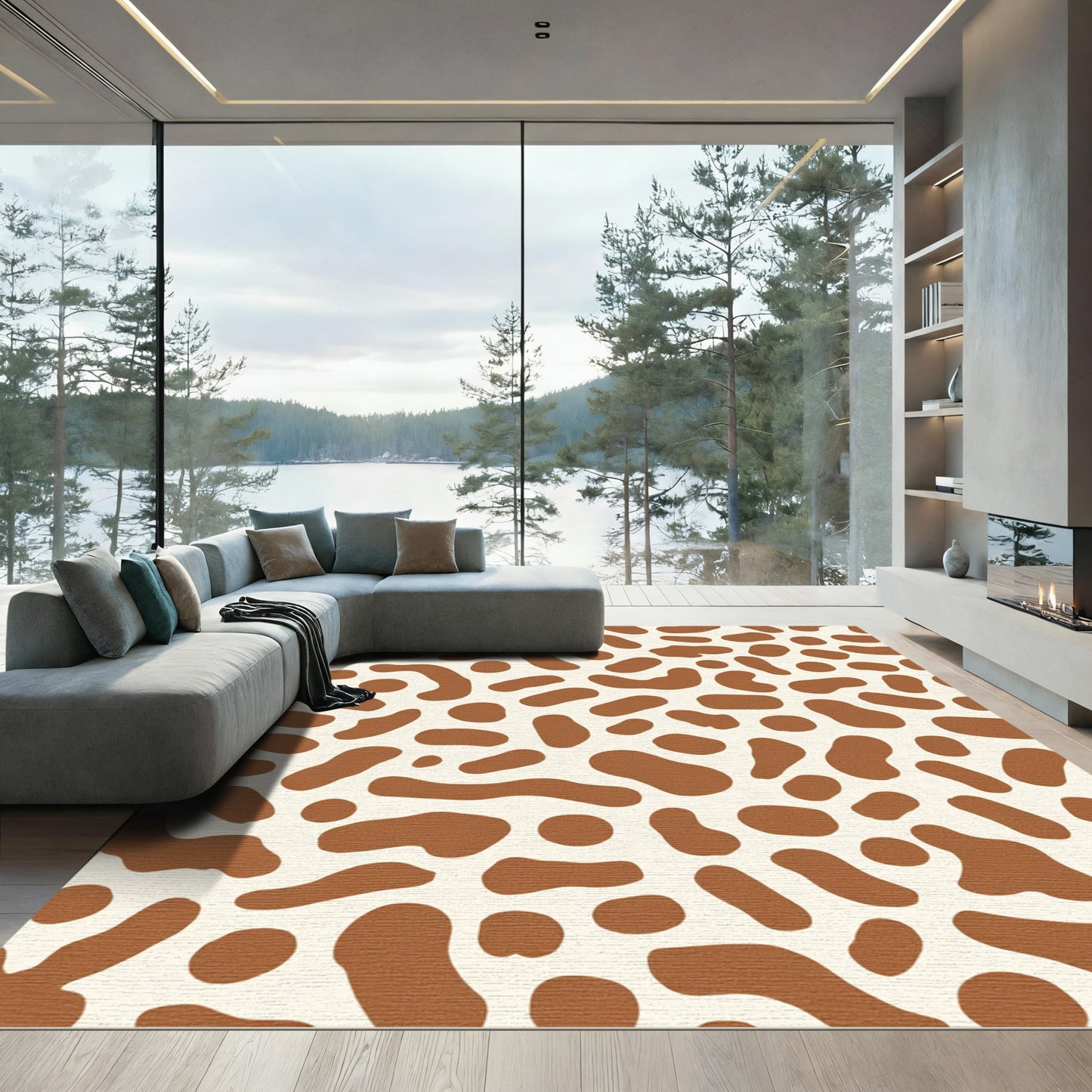Brown Spotted Organic Blob Harmony Rug