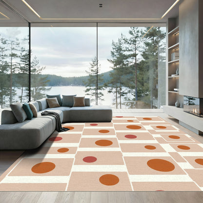 Earthy Tone Abstract Dot Rectangles Rug