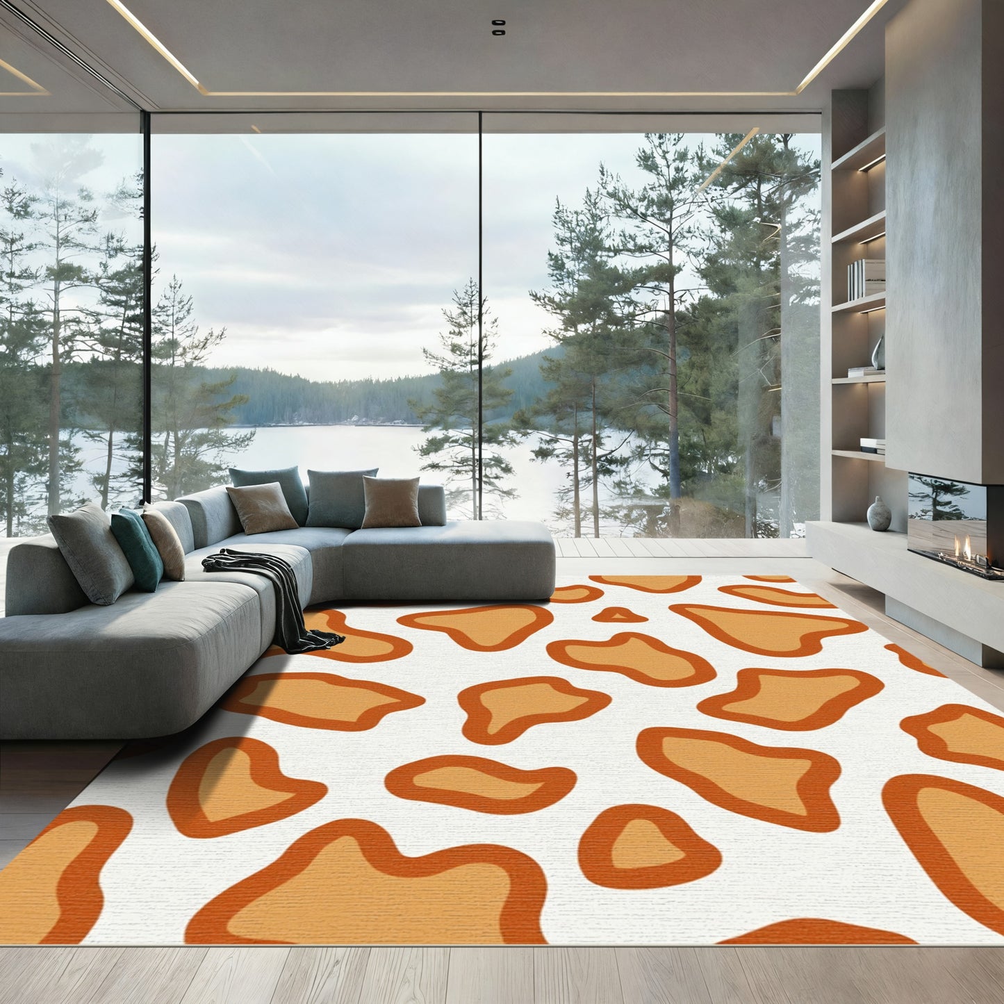 Orange Spotty Organic Shapes Rug