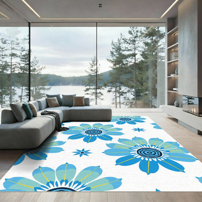 Blue Floral Garden With Yellow Accents Rug