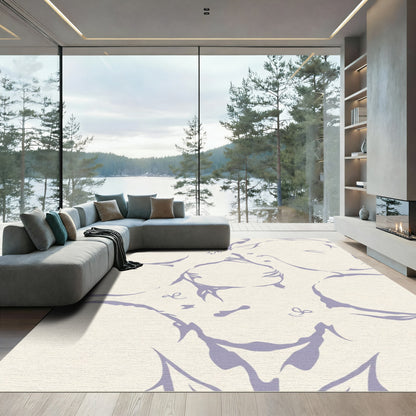 Pale Lilac Abstract Organic Swirl Rug