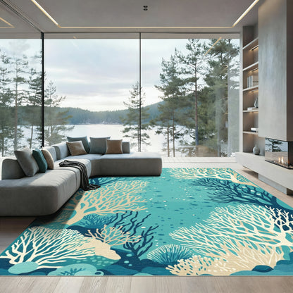 Oceanic Coral Reef Woodland Scenery Rug