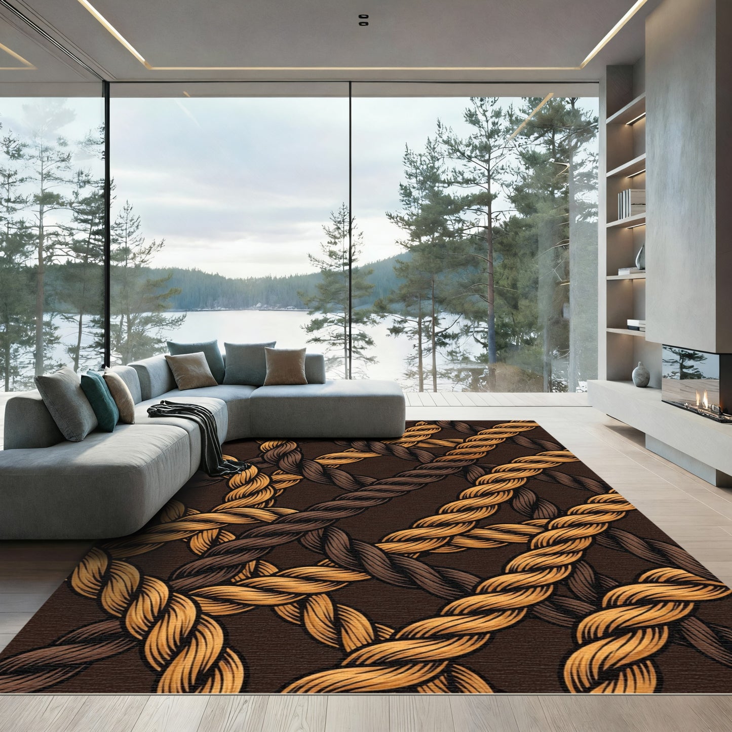 Rustic Woven Rope Interlace Rug