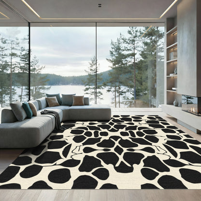 Black Cream Irregular Spots Rug