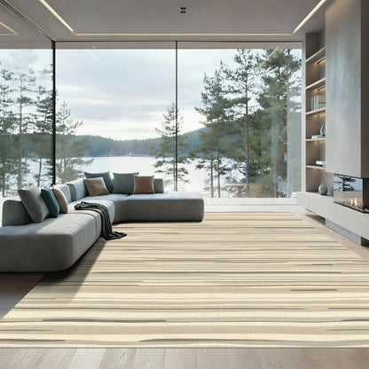 Earthy Tone Wavy Stripes Rug