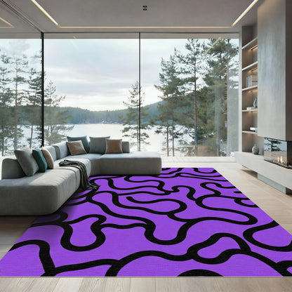 Vibrant Purple Organic Swirl Rug