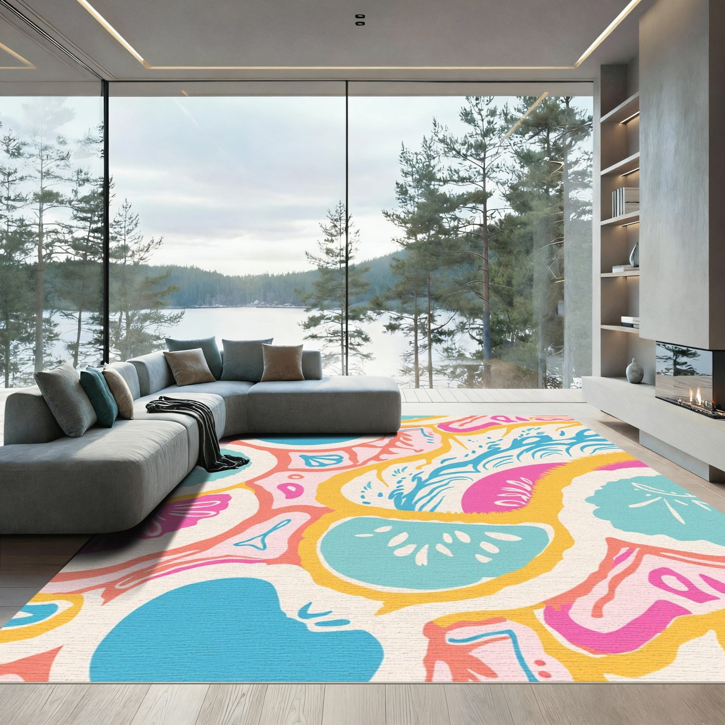 Funky Citrus Slice Abstract Rug