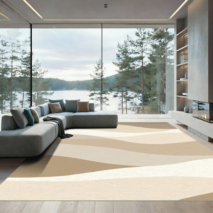 Earthy Tone Abstract Landscape Waves Rug